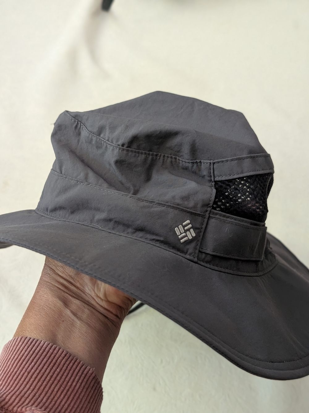 Columbia Gray Nylon Wide Brim Boonie Sun Hat, Mesh Ventilation One Size